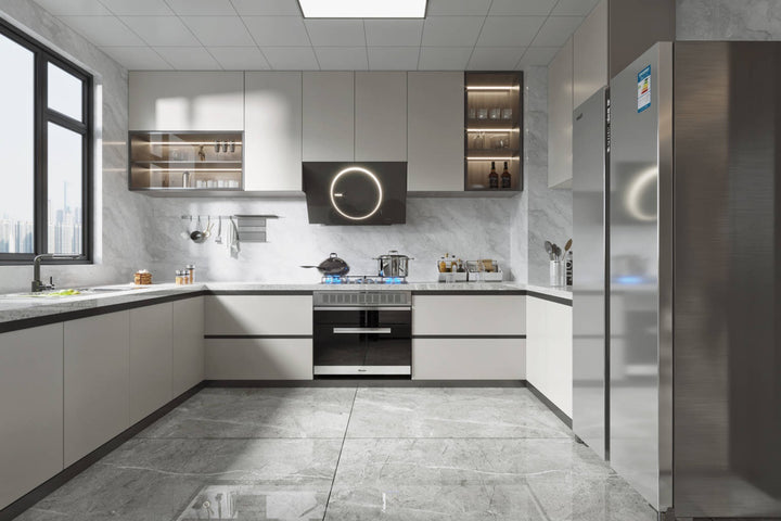 light grey kitchen cabinet