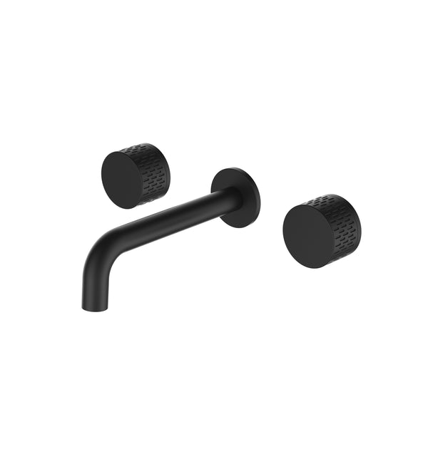 Into-the-Wall Three-Hole Faucet in Matte Black Finish for Bathroom (2199B)