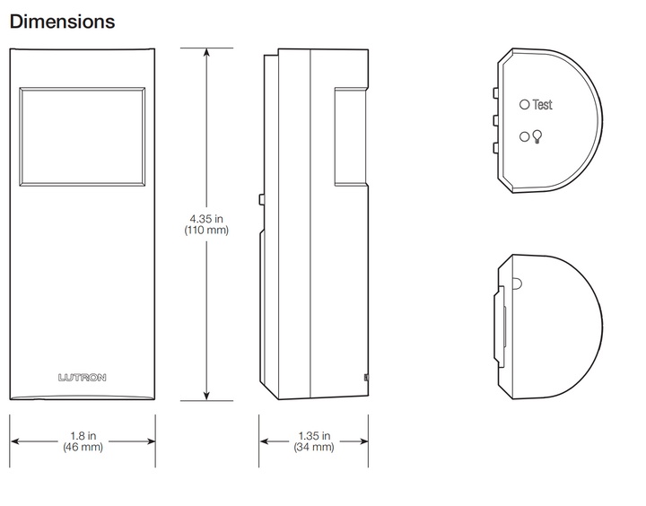 Lutron Wireless Wall Mount Occupancy Dimension