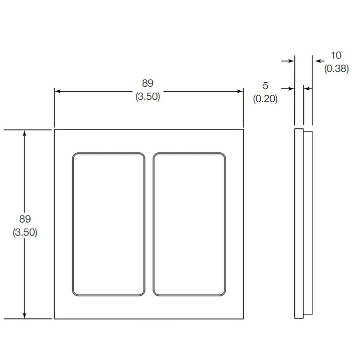 Lutron Dual Opening Plastic Faceplates dimension