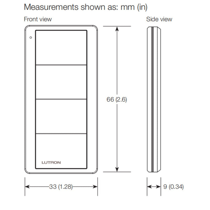 Lutron 4 Button Scene Dimensions